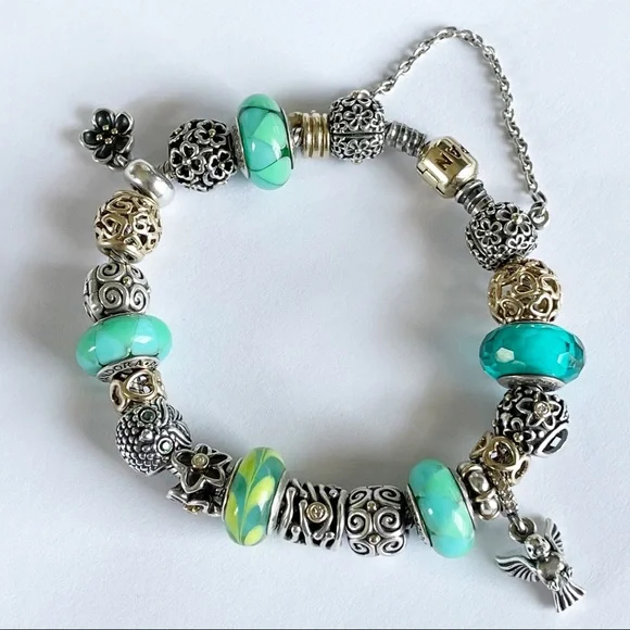 Pandora Dew Drops on Flowers Diamond Charm w/14k Details, Onyx & Diamonds - Picture 4 of 16